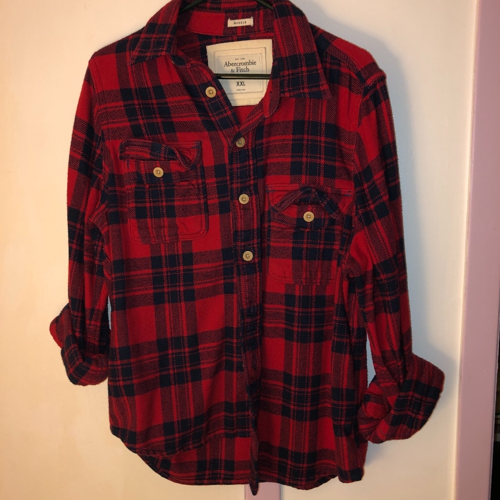 Abercrombie and Fitch Muscle Flannel, Mens SizeXXL